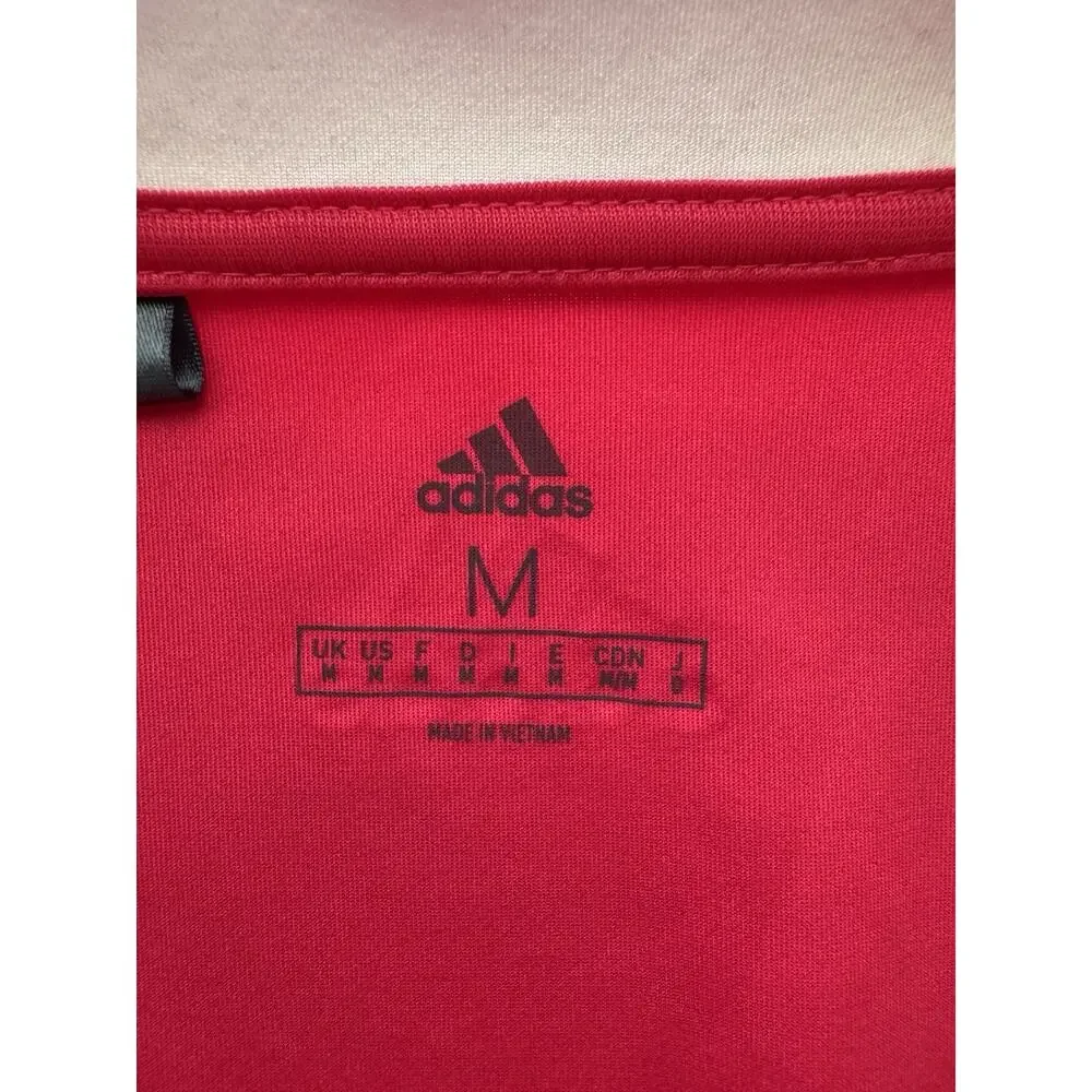 Adidas Performance Three-Stripe Long Sleeve Red 1/4 Zip Size M Unisex Sports